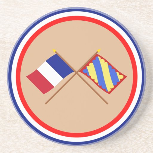 Crossed flags of France and Nièvre Beverage Coasters