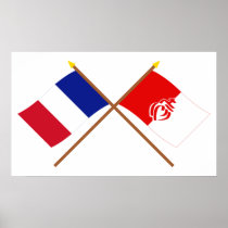 Crossed flags of France and Vendée Poster