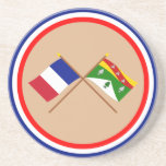 Crossed flags of France and Vosges coasters