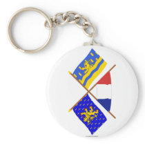 Crossed flags of Franche-Comté and Doubs Key Chain