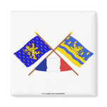 Crossed flags of Franche-Comté and Doubs Fridge Magnets