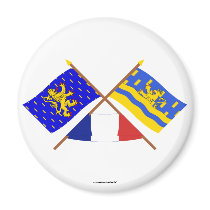 Crossed flags of Franche-Comté and Doubs Refrigerator Magnet