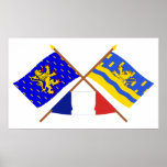 Crossed flags of Franche-Comté and Doubs posters