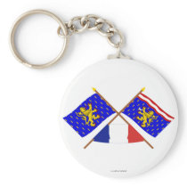 Crossed flags of Franche-Comté and Haute-Saône Keychain