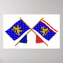 Crossed flags of Franche-Comté and Haute-Saône Poster