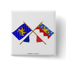 Crossed flags of Franche-Comté and Jura Button
