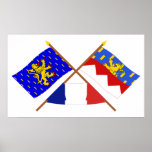 Crossed flags of Franche-Comté and Jura posters