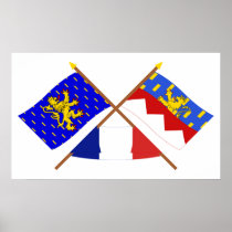 Crossed flags of Franche-Comté and Jura Posters
