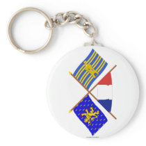 Crossed flags of Franche-Comté and Terr. Belfort Key Chain