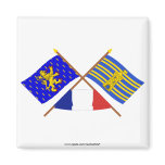 Crossed flags of Franche-Comté and Terr. Belfort Fridge Magnets