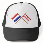 Crossed flags of Holland and Drenthe hats