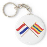 Crossed flags of Holland and Overijssel Key Chain
