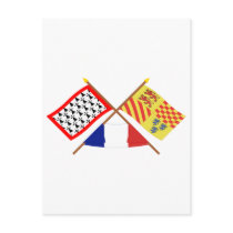Crossed flags of Limousin and Corrèze Postcards
