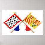 Crossed flags of Limousin and Corrèze Posters