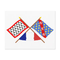 Crossed flags of Limousin and Creuse Postcards