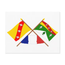 Crossed flags of Lorraine and Vosges Postcard