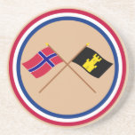 Crossed flags of Norway and Finnmark Beverage Coaster