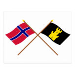 Crossed flags of Norway and Finnmark Postcard
