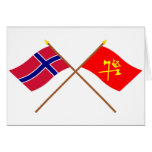 Crossed flags of Norway and Hordaland Cards