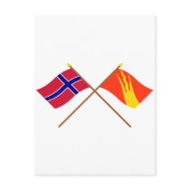 Crossed flags of Norway and Østfold Postcard