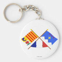 Crossed flags of PACA and Alpes-de-Haute-Provence Key Chain