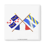 Crossed flags of Picardie and Aisne Magnets