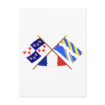 Crossed flags of Picardie and Aisne Postcard