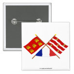 Crossed flags of Poitou-Charentes and Deux-Sèvres Pinback Buttons