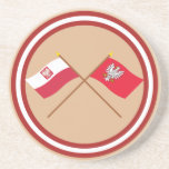 Crossed flags of Poland and Mazowieckie Coasters