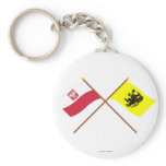 Crossed flags of Poland and Pomorskie Keychain