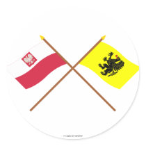 Crossed flags of Poland and Pomorskie Round Sticker