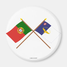 Crossed Flags of Portugal and the Azores Fridge Magnets