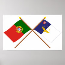 Crossed Flags of Portugal and the Azores Poster