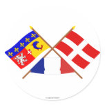 Crossed flags of Rhône-Alpes and Haute-Savoie Round Stickers