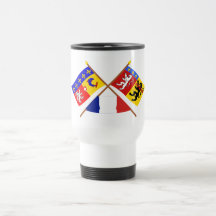 Crossed flags of Rhône-Alpes and Rhône Mugs