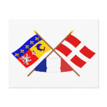 Crossed flags of Rhône-Alpes and Savoie Post Cards