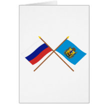 Crossed flags of Russia and Arkhangelsk Oblast Cards