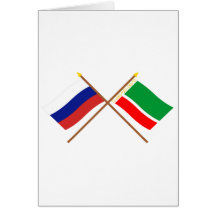 Crossed flags of Russia and Chechen Republic Card
