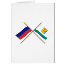 Crossed flags of Russia and Kirov Oblast Card
