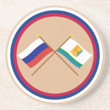 Crossed flags of Russia and Kirov Oblast Drink Coaster