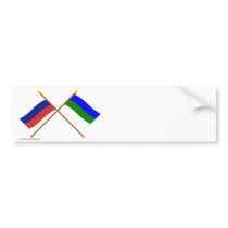 Crossed flags of Russia and Komi Republic Bumper Stickers