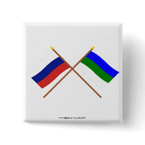 Crossed flags of Russia and Komi Republic Pinback Buttons