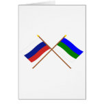 Crossed flags of Russia and Komi Republic cards