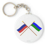 Crossed flags of Russia and Komi Republic keychains