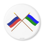Crossed flags of Russia and Komi Republic magnets