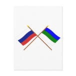 Crossed flags of Russia and Komi Republic postcards