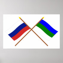 Crossed flags of Russia and Komi Republic Print