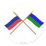 Crossed flags of Russia and Komi Republic stickers