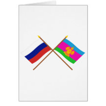 Crossed flags of Russia and Krasnodar Krai Card