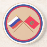 Crossed flags of Russia and Krasnoyarsk Krai Beverage Coasters